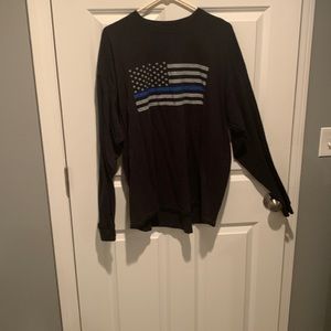 Mens Thin Blue Line. Long sleeve tee shirt. XXL